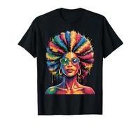 Juneteenth Black Woman Queen Afro African Melanin Dripping Camiseta