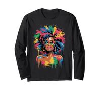 Juneteenth Black Woman Queen Afro African Melanin Dripping Manga Larga