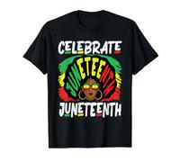 Juneteenth Celebra 1865 Black History Afrohair Mujeres Camiseta gráfica económica