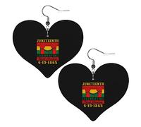 Juneteenth Celebrations Black American Freedom Day Pendientes de cuero para mujer Pendientes colgantes Gota Corazón Colgante con gancho Regalos para niña adulta