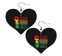 Juneteenth Celebrations Black American Freedom Day Pendientes de cuero para mujer Pendientes colgantes Gota Corazón Colgante con gancho Regalos para niña adulta
