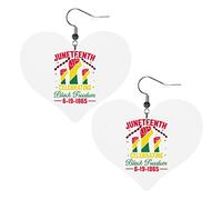 Juneteenth es mi Día de la Independencia 1865 19 de junio Pendientes de cuero para mujer Pendientes colgantes Gota Corazón Colgante con gancho Regalos para niña adulta