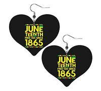 Juneteenth es mi Día de la Independencia 1865 19 de junio Pendientes de cuero para mujer Pendientes colgantes Gota Corazón Colgante con gancho Regalos para niña adulta