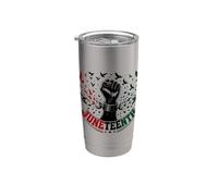 Juneteenth Freedom Day Emancipation Fist Vaso térmico de acero inoxidable de doble pared