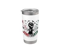 Juneteenth Freedom Day Emancipation Fist Vaso térmico de acero inoxidable de doble pared