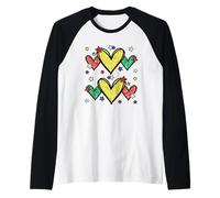 Juneteenth Graphic For Black Women Red Yellow Green Heart Camiseta Manga Raglan