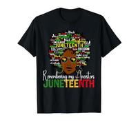 Juneteenth Melanina Mujeres Afro Cabello Recordando a mis antepasados Camiseta gráfica económica, Hombre, Negro, M