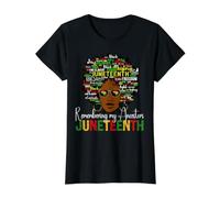 Juneteenth Melanina Mujeres Afro Cabello Recordando a mis antepasados Camiseta gráfica económica, Mujer, Negro, M