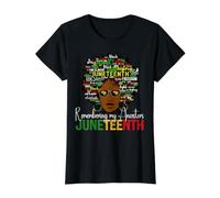 Juneteenth Melanina Mujeres Afro Cabello Recordando a mis antepasados Camiseta gráfica económica, Mujer, Negro, S