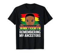 Juneteenth RBG Colors Recordando a mis antepasados, Lindos niños Camiseta gráfica económica, Hombre, Negro, S