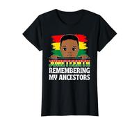 Juneteenth RBG Colors Recordando a mis antepasados, Lindos niños Camiseta gráfica económica, Mujer, Negro, XS