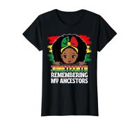 Juneteenth Recordando a mis antepasados Linda Chica Afro melanina Camiseta gráfica económica, Mujer, Negro, M
