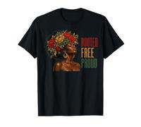 Juneteenth Rooted Free Proud Black Woman Afro Floral Camiseta