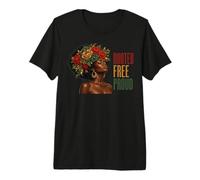 Juneteenth Rooted Free Proud Black Woman Afro Floral Camiseta Premium