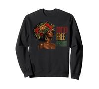Juneteenth Rooted Free Proud Black Woman Afro Floral Sudadera