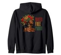 Juneteenth Rooted Free Proud Black Woman Afro Floral Sudadera con Capucha