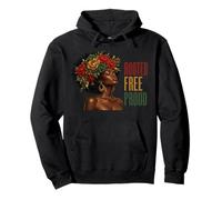 Juneteenth Rooted Free Proud Black Woman Afro Floral Sudadera con Capucha
