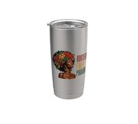 Juneteenth Rooted Free Proud Black Woman Afro Floral Vaso térmico de acero inoxidable de doble pared