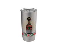 Juneteenth Rooted in Freedom Afro Pick Fist Vaso térmico de acero inoxidable de doble pared