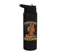 Juneteenth Rooted In Freedom Black Women Stainless Steel Insulated Water Bottle