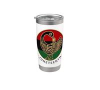Juneteenth Sankofa Freedom Day Emblem Vaso térmico de acero inoxidable de doble pared