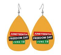 Juneteenth Since 1865 Celebrate Freedom Afican Pendientes colgantes de cuero con clip Faux PU Ligero Gota de lágrima para mujer