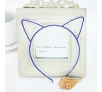 Junfamilee 2 diademas de plástico simples y cómodas con orejas de gato para mujer, accesorios para el cabello, diademas de moda para mujer, orejas de gato azules