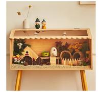 JUNFUNNLE Jaula de Madera para hámster Grande de 50 cm, con casa de Juegos para Gerbils y roedores, Bloqueo de Seguridad, Columpios y escaleras, Techo y cabaña Abiertos, Madera Maciza