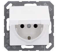Jung 1520 BFKL WW Enchufe Schuko 16 A 250 V irrompible con tapa abatible Serie A blanco alpino 250 V