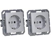 JUNG A 1520 AL Tipo F Aluminio caja de tomacorriente - Caja registradora (Paquete de 2)