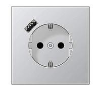 Jung AL1520-18A-L SCHUKO Steckdose mit USB-Ladegerät, Serie LS, Aluminium (lackiert)