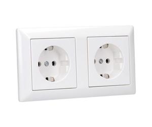 Jung AS500 A1520WW - Juego completo de enchufes y marco de 2 enchufes AS582WW, color blanco alpino