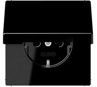 Jung Enchufe Schuko 1520 KIKL SW 16 A 250 V con protección táctil y tapa abatible, serie LS negro, 250 V