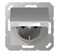 Jung Enchufe Schuko 16 A 250 V antigolpes con Tapa Serie A, 1 Pieza, Aluminio, a 1520 bfkl al