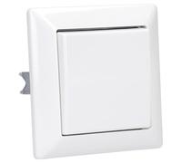 Jung Juego completo AS 500 de marco, 1 compartimento, color blanco alpino, brillante con balancín + interruptor basculante, cambio universal de apagado, color blanco