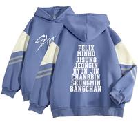 Jung Kook SKZ Sudadera con Capucha Felix Hyunjin Bangchan New Album Star Concert Sweater Support Sweatshirt Shirt Skz Merch para Mujer, A Azul, XS