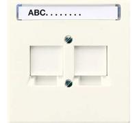 JUNG LS969-2NWE Placa Central con Regleta Inscripción 9 X 58mm, Termoplástico (A Prueba de Golpes) Extrabrillante, Blanco Marfil