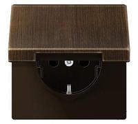 Jung ME 1520 KIKL AT - Enchufe Schuko (16 A, 250 V, con protección táctil y tapa abatible, serie LS antigua, 250 V, latón antracita)