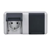 Jung wg800 - Base enchufe schuko horizontal 4 entrada 1 tapa wg800 | Negro Blanco