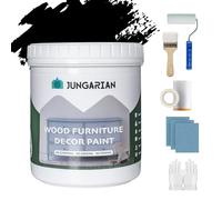 Jungarian Furniture Paint Kit 16oz with Tools - Water-based & Low Odor All-in-One Paint No Sanding - Matte Finish Indoor Outdoor Wood Paint for Cabinets, Doors, Tables and Dressers - Black