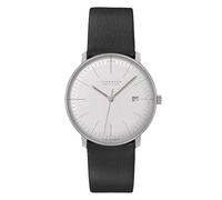 JUNGHANS Reloj MAX Bill Mega Solar Bauhaus radiocontrolado para Hombre con Correa de Piel Negra 59/2326.02