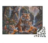 Jungla de la Familia del Tigre Puzzle Imposible,desafío para Adultos Animales Entretenimiento Creativo 1000 Piezas Obra De Arte De Juego De para Adultos Y Niños A Partir De 12 Años 52x38cm/1000pcs