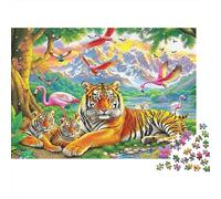 Jungla de la Familia del Tigre Rompecabezas Imposible,desafío para Adultos Animales Entretenimiento Creativo 1000 Piezas Obra De Arte De Juego De para Adultos Y Niños 38x26cm/1000pcs