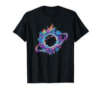 Jungla Espacial Alrededor de Colorido Anillo cósmico Planeta Camiseta