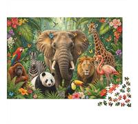 Jungle Animals 1000 Pieza Puzzle Reciclable Paper Wildlife Collage Senior Puzzles Accesorios de Juego de Fiesta Gran Idea de Regalo for Women and Men Both 70x50cm/1000pcs