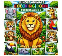 Jungle Animals Coloring Book for Kids Ages 4-8: Fun and Easy Coloring Pages of Lions, Monkeys, Elephants, and More | Cute Animal Designs for Boys and Girls | Activity Book for Relaxation and Learning