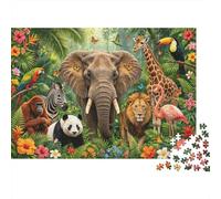 Jungle Animals Jigsaw Puzzles 1000 Piezas Reciclado Vida Silvestre Reino Senior Puzzles Party Juego Accesorios Excelente Gift Idea para Familiar Y Friends Birthdays 38x26cm/1000pcs
