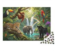 Jungle Animals Puzzle para Adultos 1000 Piezas Reciclable Paper Rainforest Scene Puzzles Juego Educativo Challenge Ideal para la Familia y los Amigos Gifts 70x50cm/1000 Piezas