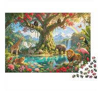 Jungle Animals Puzzle para Niños 1000 Piezas Reciclable Wildlife Kingdom Jigsaw Puzzle Divertido y Desafiante Family Game Excelente Idea de Regalo para el Cumpleaños del Niño 52x38cm/1000pcs