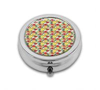 Jungle Blossoms Hibiscus with Birds and Butterflies Branches Forest Fragrance Custom Round SilverBox Pocket 2.1" - 3 Compartimentos Box/Pastillero Bolsillo